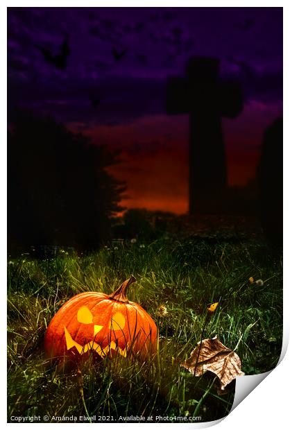 Halloween Cemetery Print by Amanda Elwell