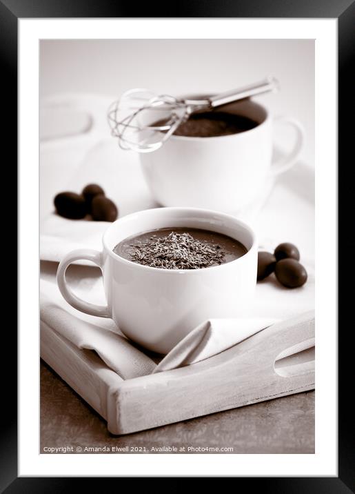 Hot Chocolate Drinks Framed Mounted Print by Amanda Elwell