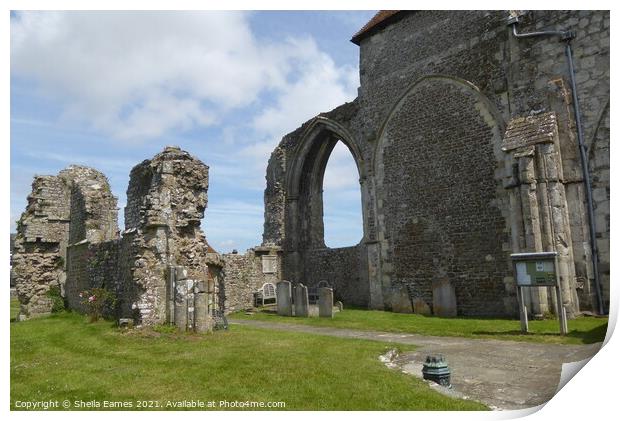 St. Thomas Church and Ruins in Winchelsea, Sussex, England Print by Sheila Eames