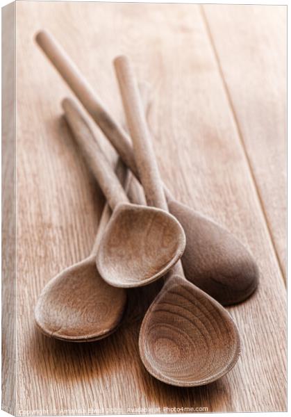 Old Rustic Wooden Spoons Canvas Print by Amanda Elwell