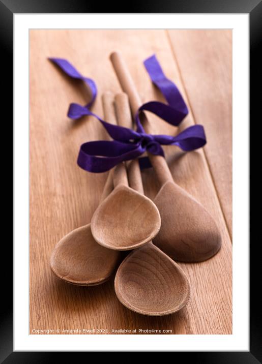 Wooden Spoons Framed Mounted Print by Amanda Elwell