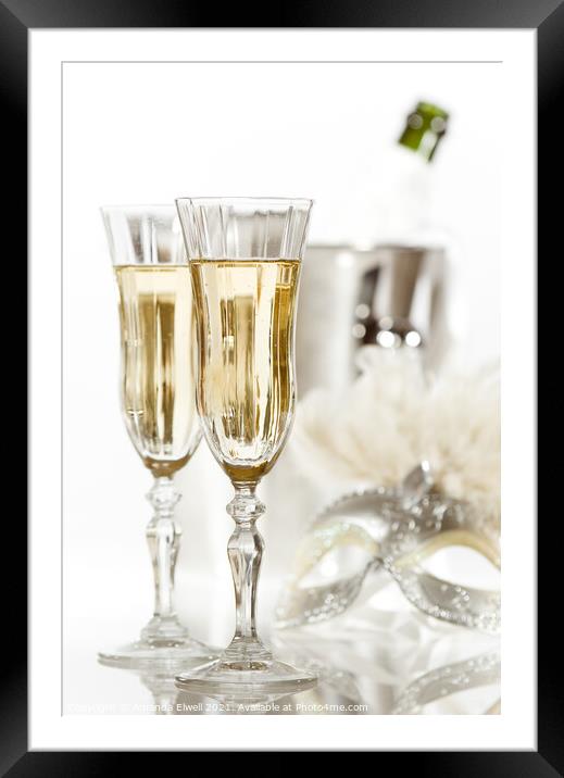 New Year Champagne Framed Mounted Print by Amanda Elwell