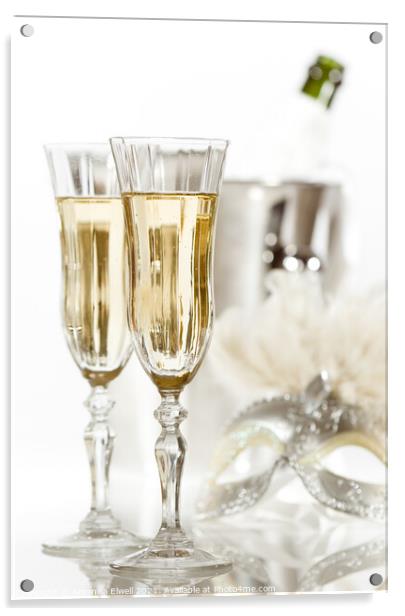 New Year Champagne Acrylic by Amanda Elwell