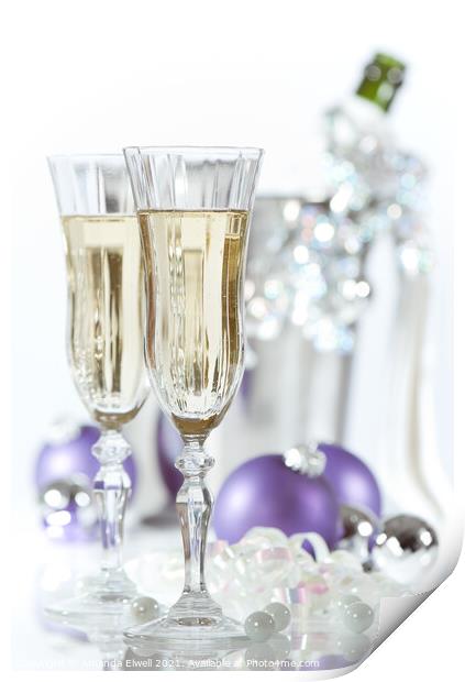 Glasses Of Champagne Print by Amanda Elwell