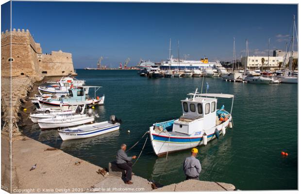 Venetian Harbour, Heraklion, Crete, Greece Canvas Print by Kasia Design