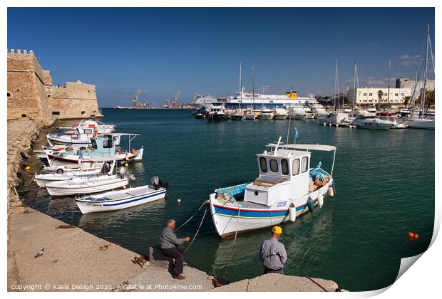 Venetian Harbour, Heraklion, Crete, Greece Print by Kasia Design