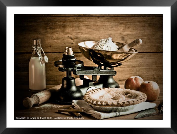 Old Fashioned Apple Pie Dessert Framed Mounted Print by Amanda Elwell