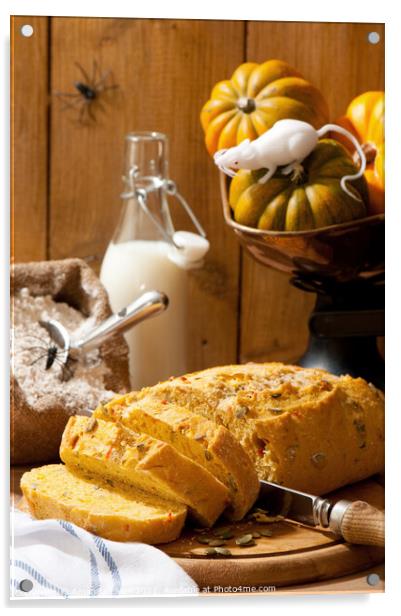 Halloween Pumpkin Bread Acrylic by Amanda Elwell