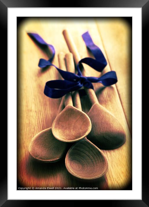Wooden Spoons Framed Mounted Print by Amanda Elwell