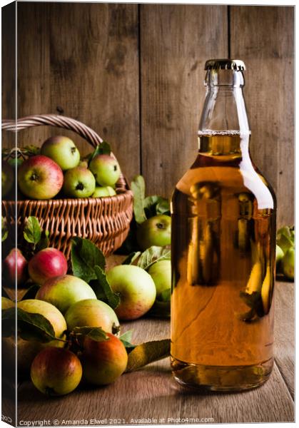 Bottled Cider With Apples Canvas Print by Amanda Elwell