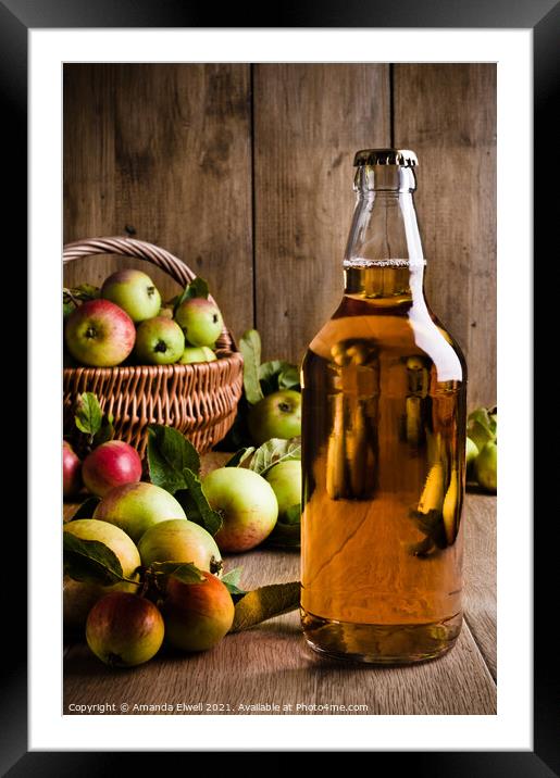 Bottled Cider With Apples Framed Mounted Print by Amanda Elwell