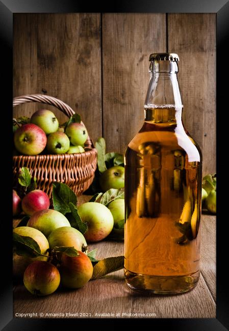 Bottled Cider With Apples Framed Print by Amanda Elwell