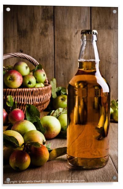Bottled Cider With Apples Acrylic by Amanda Elwell