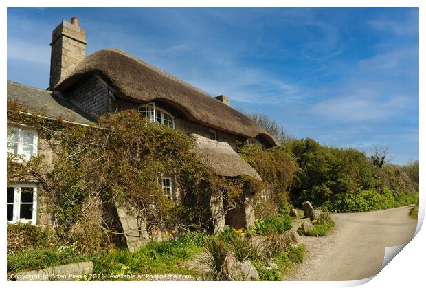 Thatched Cottage, Penberth Cove, Cornwall Print by Brian Pierce