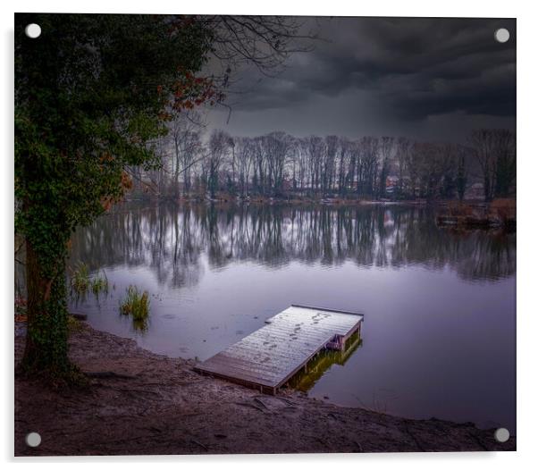 Apley Woods Lake  Acrylic by simon alun hark