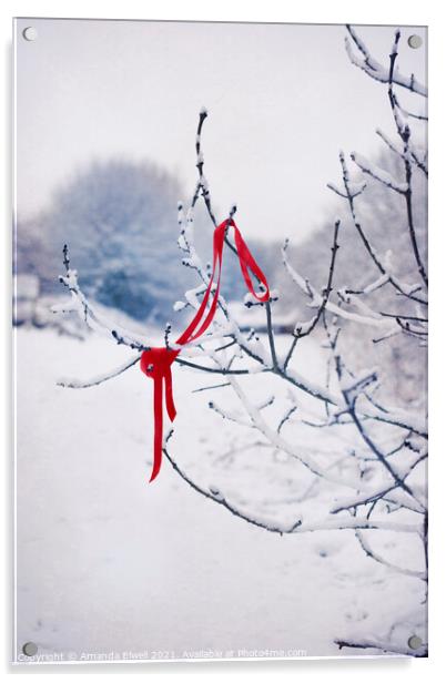 Ribbon In Tree Acrylic by Amanda Elwell