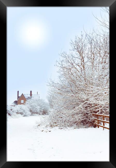 House In snow Framed Print by Amanda Elwell