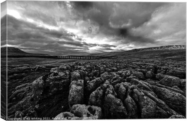 The Ribblehead Viaduct or Batty Moss Viaduct Canvas Print by Ed Whiting