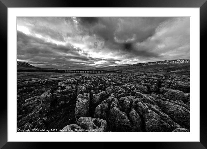 The Ribblehead Viaduct or Batty Moss Viaduct Framed Mounted Print by Ed Whiting