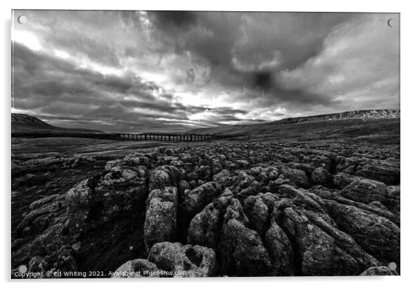 The Ribblehead Viaduct or Batty Moss Viaduct Acrylic by Ed Whiting