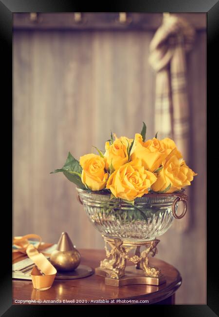 Yellow Roses Framed Print by Amanda Elwell