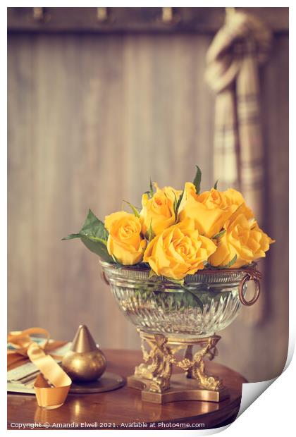 Yellow Roses Print by Amanda Elwell