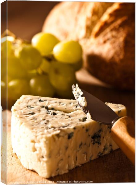 Stilton Cheese With Grapes Canvas Print by Amanda Elwell