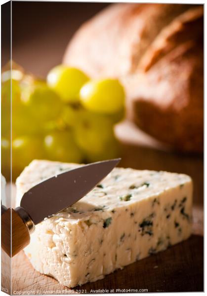 Bread & Cheese With Grapes Canvas Print by Amanda Elwell