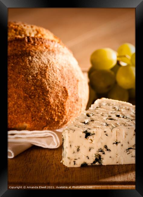 Rustic Bread With Cheese Framed Print by Amanda Elwell