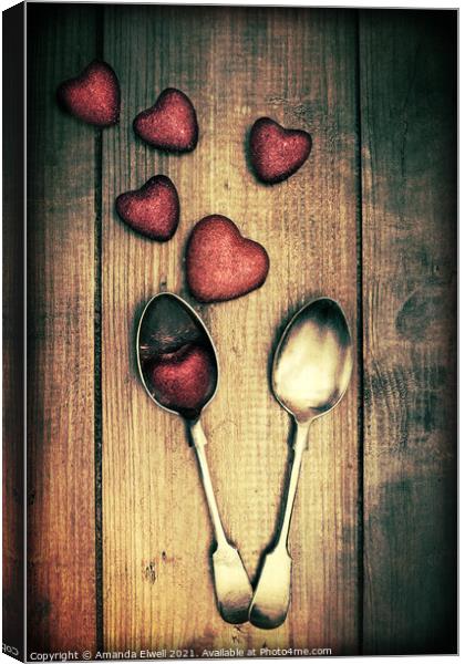 Valentines Day Spoons Canvas Print by Amanda Elwell