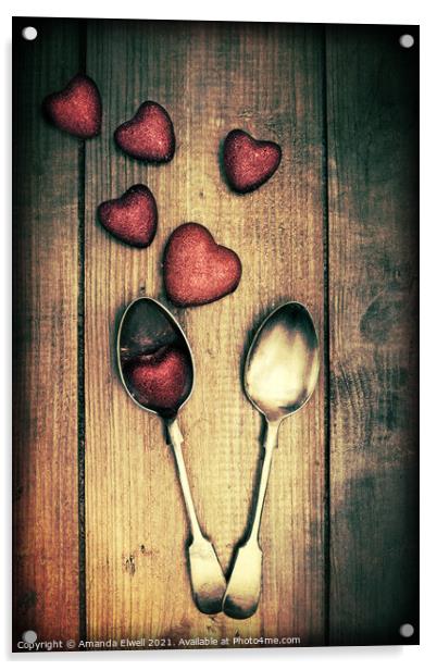 Valentines Day Spoons Acrylic by Amanda Elwell