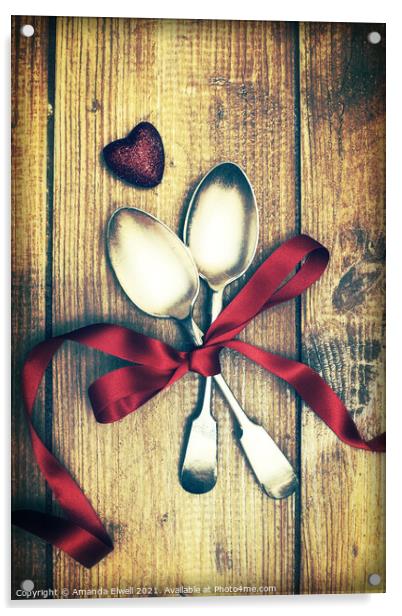 Valentines Day Spoons Acrylic by Amanda Elwell