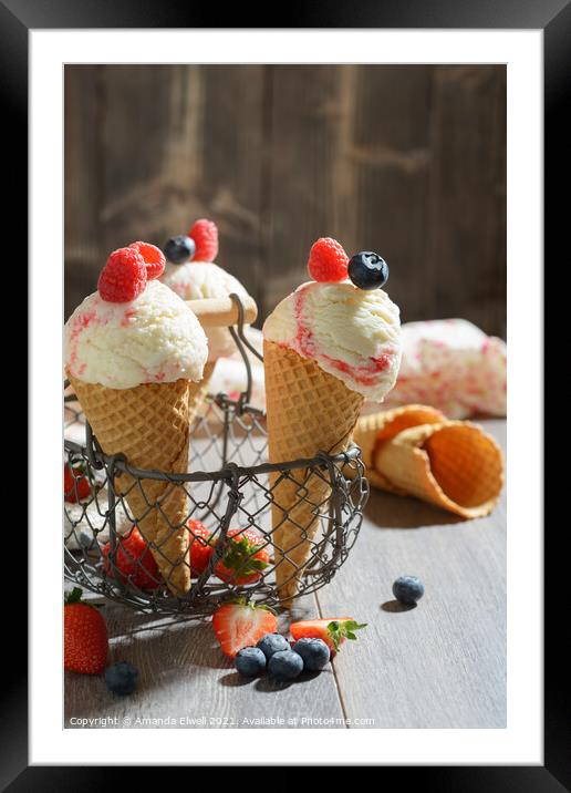 Fruity Ice Creams Framed Mounted Print by Amanda Elwell