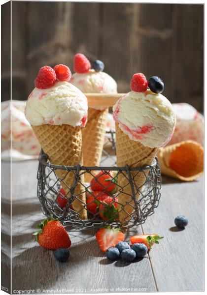 Ice Creams With Fruit Canvas Print by Amanda Elwell