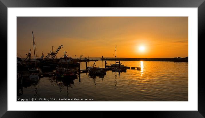 Sunrise over Newlyn Harbour Framed Mounted Print by Ed Whiting