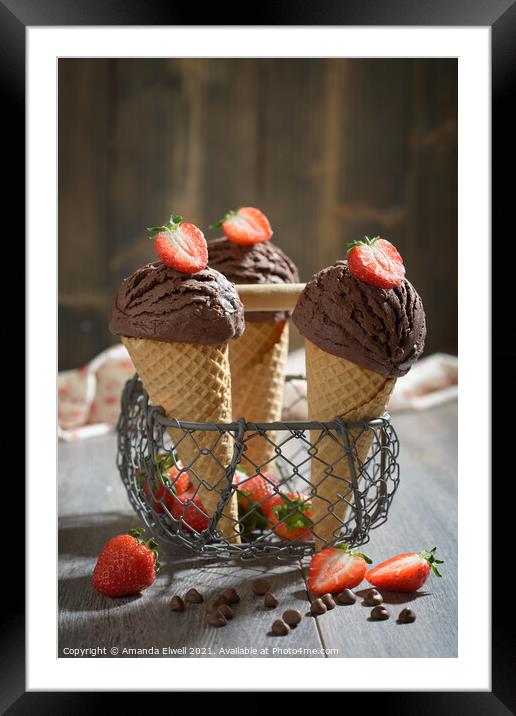 Chocolate Ice Creams Framed Mounted Print by Amanda Elwell