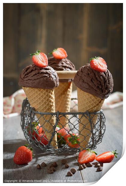 Chocolate Ice Creams Print by Amanda Elwell
