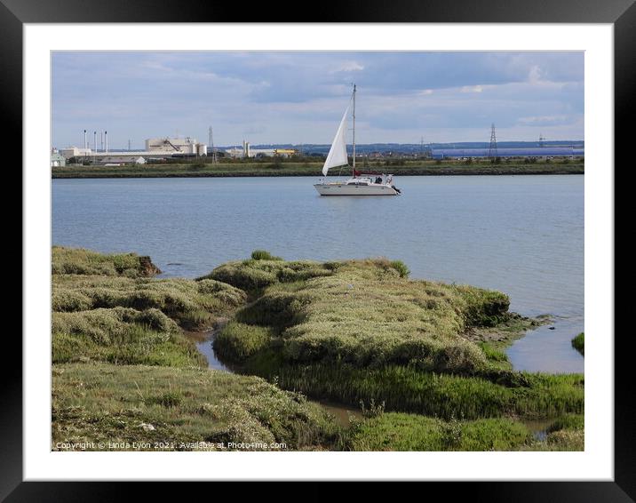 The Swale estuary,   Framed Mounted Print by Linda Lyon