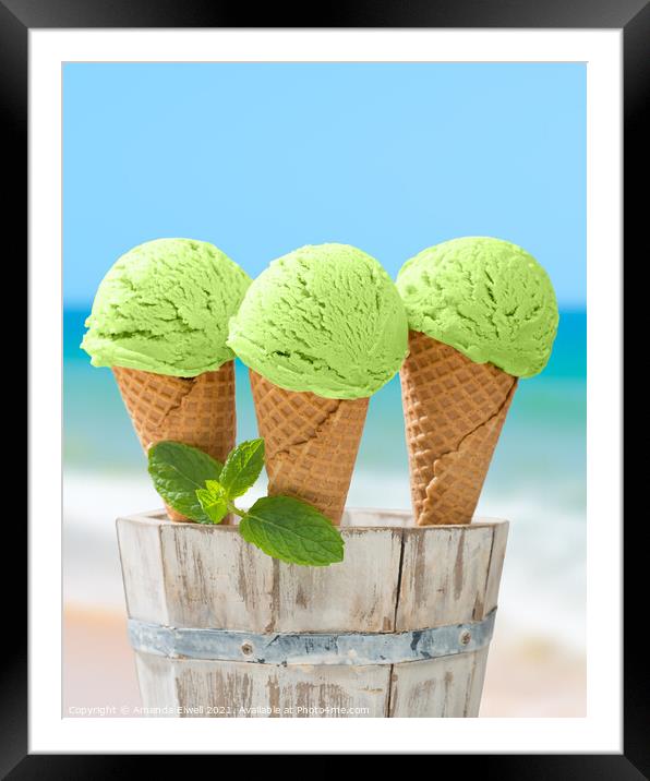 Minty Ice Creams Framed Mounted Print by Amanda Elwell