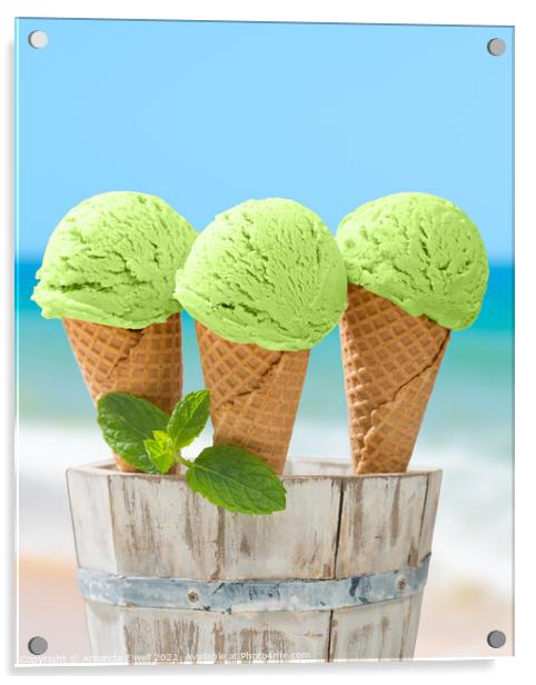 Minty Ice Creams Acrylic by Amanda Elwell