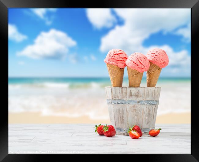 Strawberry Ice Creams Framed Print by Amanda Elwell