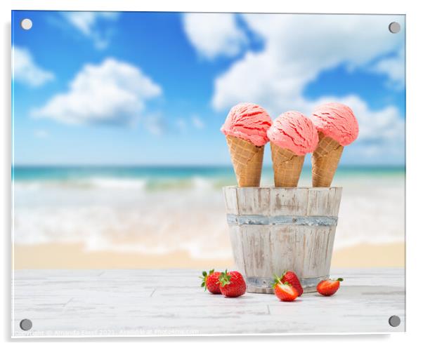 Strawberry Ice Creams Acrylic by Amanda Elwell