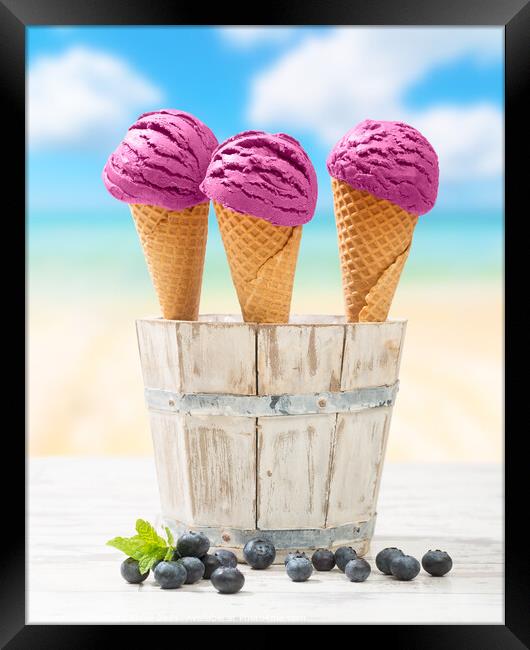 Icecreams With Blueberries Framed Print by Amanda Elwell