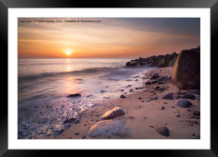 Sunrise Glow on Sheringham Beach Norfolk Framed Mounted Print by David Powley