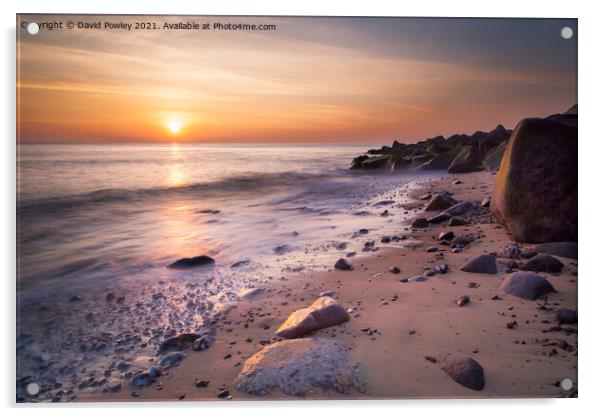 Sunrise Glow on Sheringham Beach Norfolk Acrylic by David Powley