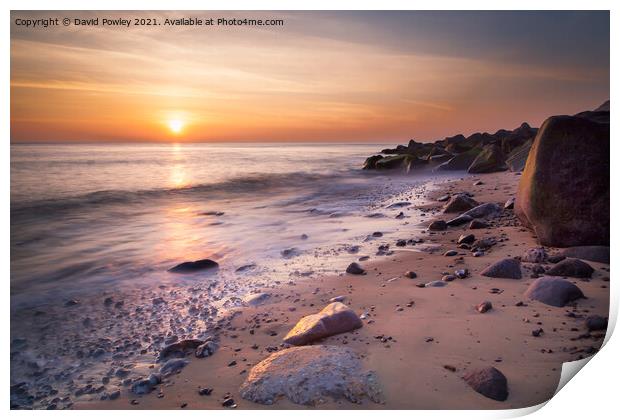 Sunrise Glow on Sheringham Beach Norfolk Print by David Powley