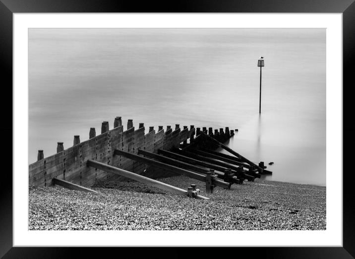 Tankerton Beach Early morning in black and white Framed Mounted Print by That Foto