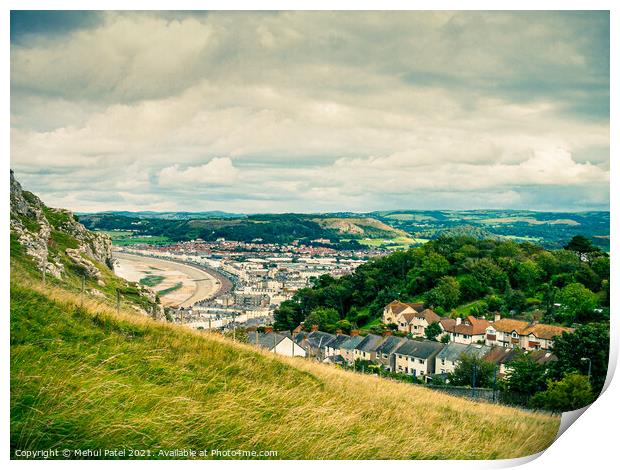 View of Llandudno from Great Orme Country Park, Llandudno, Conwy Print by Mehul Patel