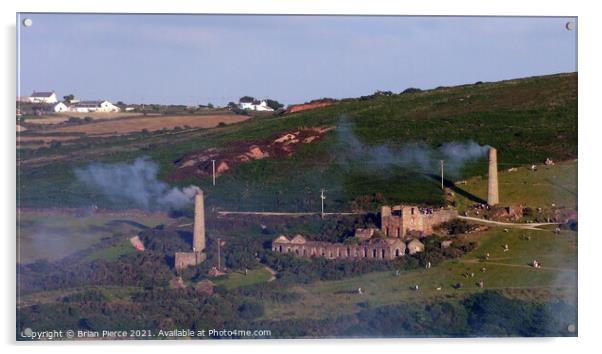 Smoking Chimneys, Carnkie, Cornwall Acrylic by Brian Pierce