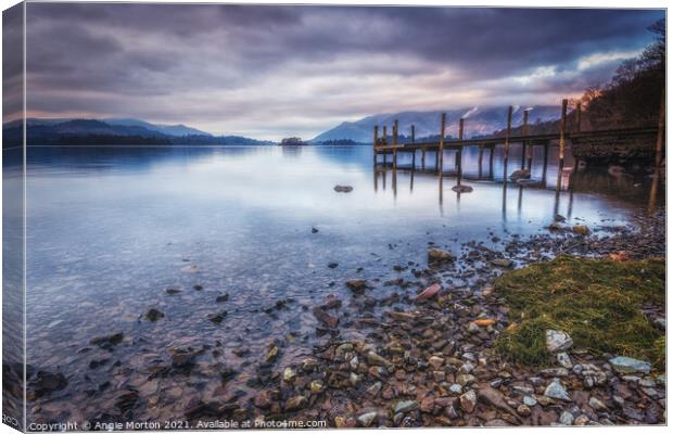 Winters End Derwentwater Canvas Print by Angie Morton